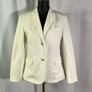 Theory White Classic Double Stretch Shrunken Blazer Jacket